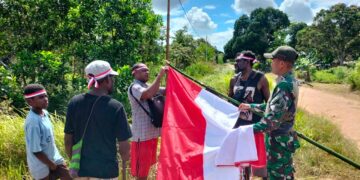 Prajurit Satgas 511 Bersama Mayarakat Perbatasan RI-PNG Antusias Menyambut HUT RI Ke-78