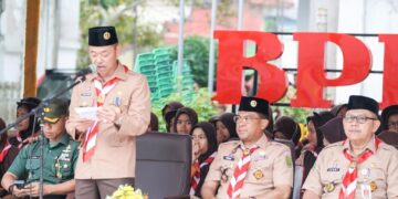 Pimpin Peringatan Hari Pramuka ke-62, Bupati Rohil Sampaikan Sambutan Ketua Kwartir Nasional