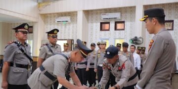 Upacara Sartijab Kasat Intelkam Polres Rohil dan 4 Kapolsek