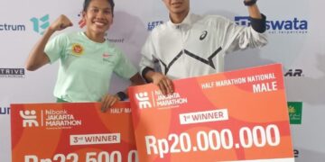 Atlit BIN Odekta dan Robby Juara Jakarta Marathon