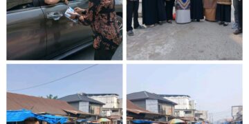 Pemdes Rantau Panjang Kiri Bagikan Masker untuk Cegah Dampak Asap Karlahut
