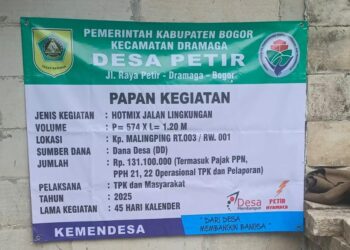Pemerintah Desa Petir Laksanakan Pengaspalan Jalan Lingkungan di Kampung Malingping