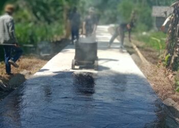 Pemdes Sei Merdeka Rampungkan Pembangunan Jalan Rabat Beton di Dusun V