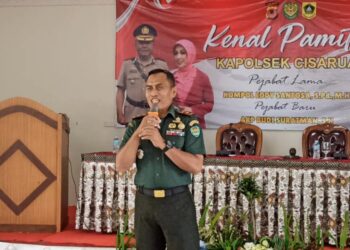 Danramil Cisarua Sampaikan Apresiasi pada Acara Kenal Pamit Kapolsek