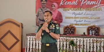 Danramil Cisarua Sampaikan Apresiasi pada Acara Kenal Pamit Kapolsek
