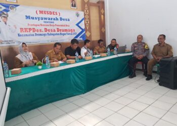Bhabinkamtibmas Hadiri Acara Musdes Tentang Penetapan Rencana Kerja Pemerintah Desa Dramaga Tahun 2026