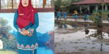 Lapangan Upacara SDN 010 Sungai Panji Panji Selalu Tergenang, Sekolah Minta Perhatian Pemerintah