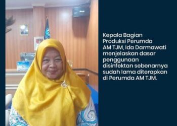 Kabag Produksi Perumda AM TJM Tegaskan Penggunaan Disinfektan