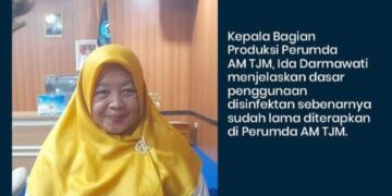 Kabag Produksi Perumda AM TJM Tegaskan Penggunaan Disinfektan