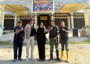 Sinergi Camat Kubu, TNI, Polri dan Kepenghuluan, Gotong Royong Bersihkan Pasar Rantau Panjang Kiri