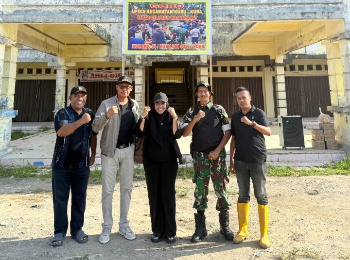 Sinergi Camat Kubu, TNI, Polri dan Kepenghuluan, Gotong Royong Bersihkan Pasar Rantau Panjang Kiri